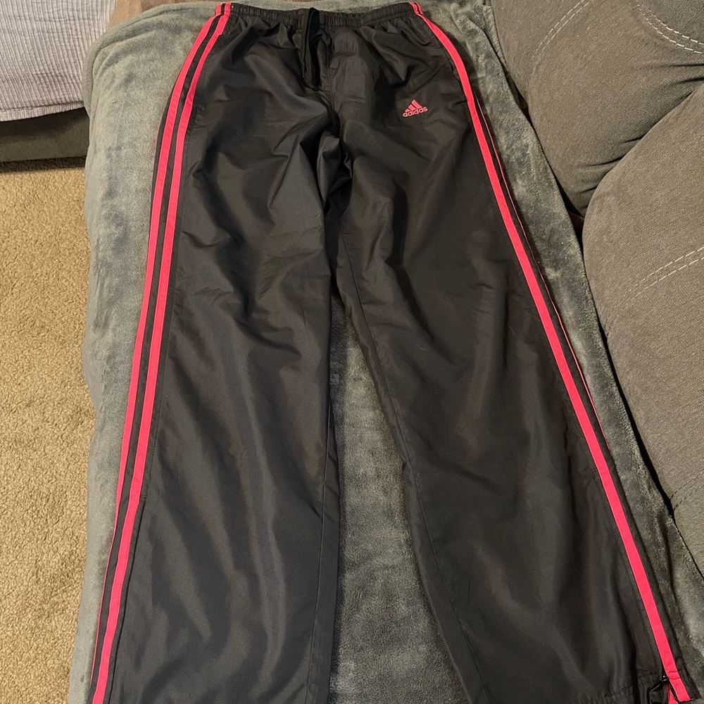 Adidas Black and Red Sweatpants with Signature Stripes